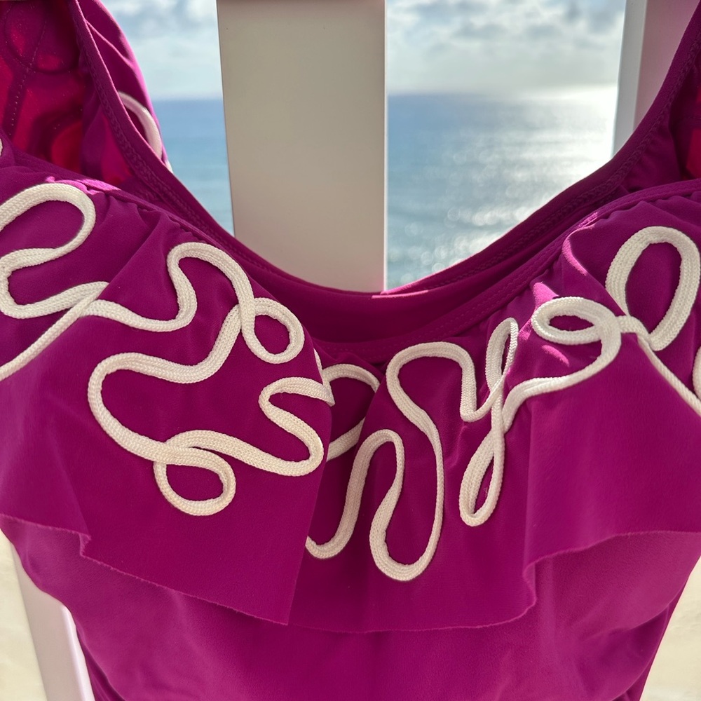 PROFILE BY GOTTTEX Magenta Ruffle-Trim TANKINI TOP - Picture 4 of 9